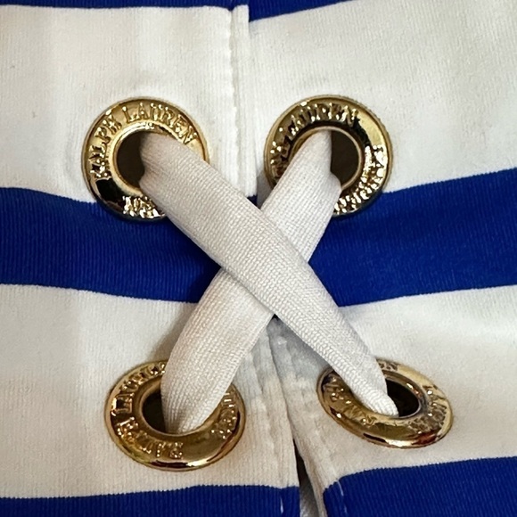 LAUREN Ralph Lauren Port Stripe Lace Side Tank One-Piece Coastalcore Beachy 6 - Picture 8 of 14